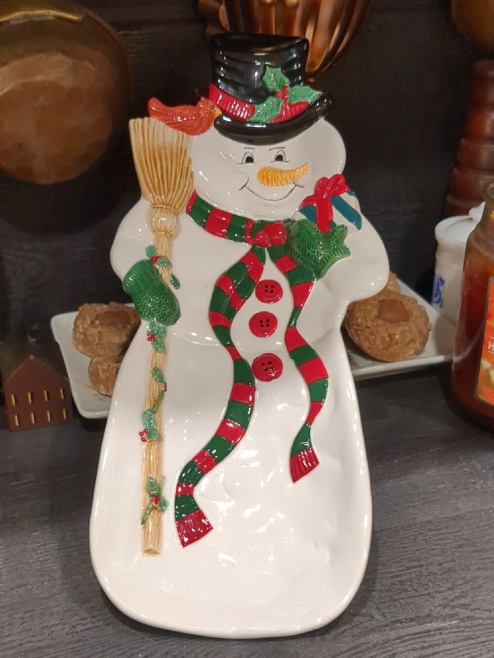 Fitz and Floyd Snack Therapy Snowman Snack Tray